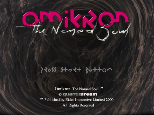 Omikron The Nomad Soul title screen for Sega Dreamcast